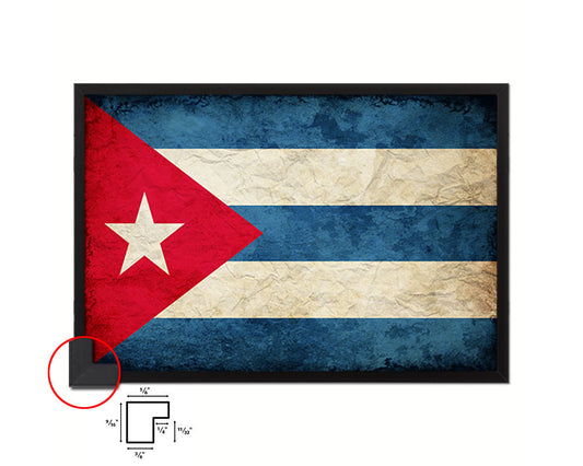 Cuba Country Vintage Flag Wood Framed Print Wall Art Decor Gifts