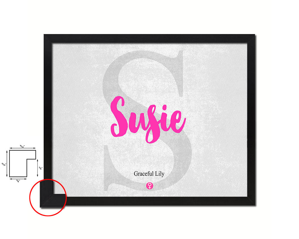 Susie Personalized Biblical Name Plate Art Framed Print Kids Baby Room Wall Decor Gifts