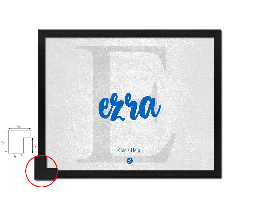 Ezra Personalized Biblical Name Plate Art Framed Print Kids Baby Room Wall Decor Gifts