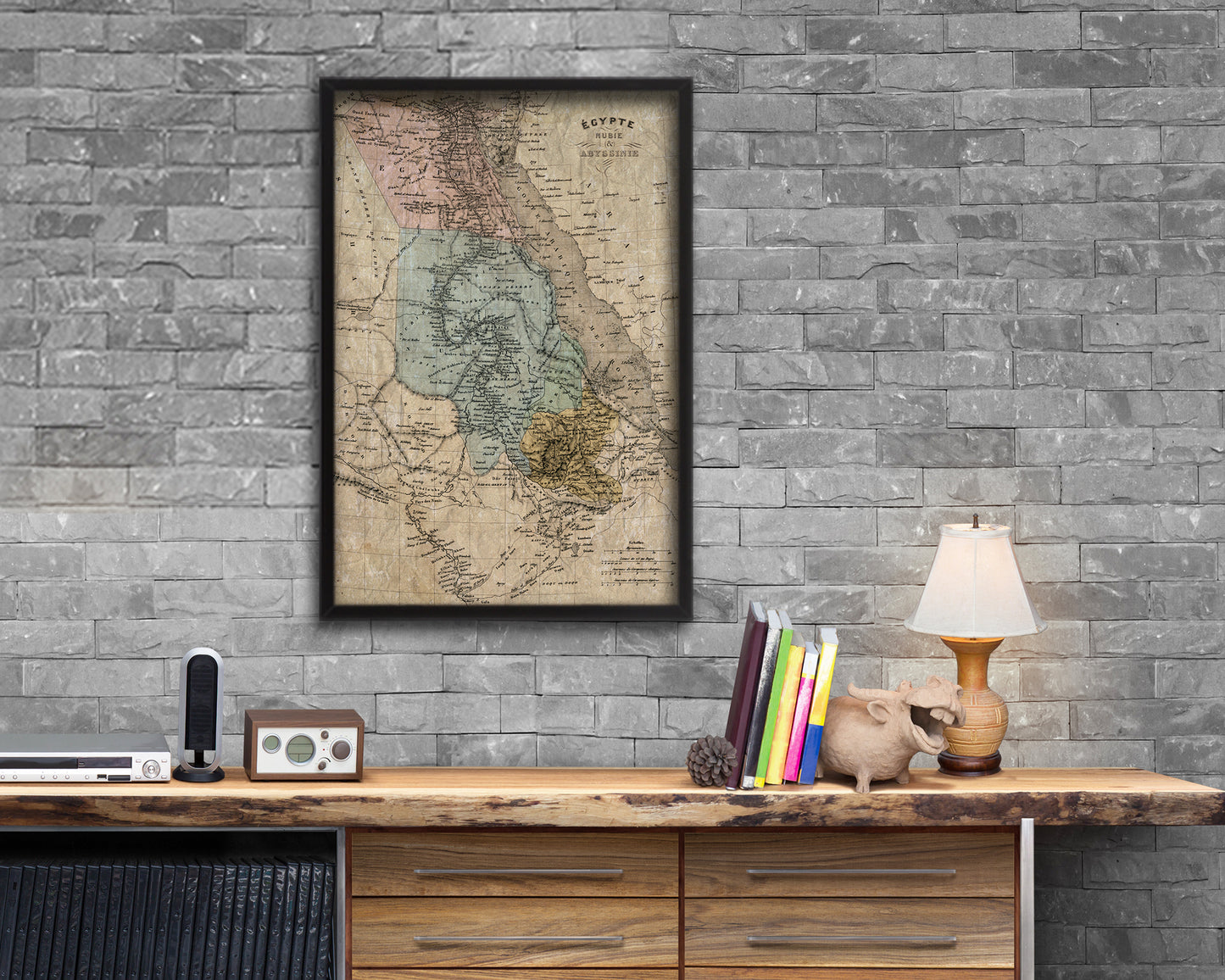 Egypt Nubia Abyssinia Africa Historical Map Wood Framed Print Art Wall Decor Gifts