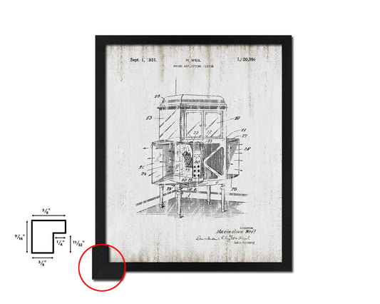 Amplifying System Sound Vintage Patent Artwork Black Frame Print Gifts