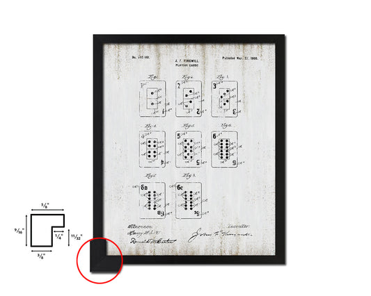 Game Playing Card Vintage Patent Artwork Black Frame Print Wall Art Decor Gifts