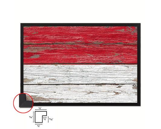 Monaco Country Wood Rustic National Flag Wood Framed Print Wall Art Decor Gifts