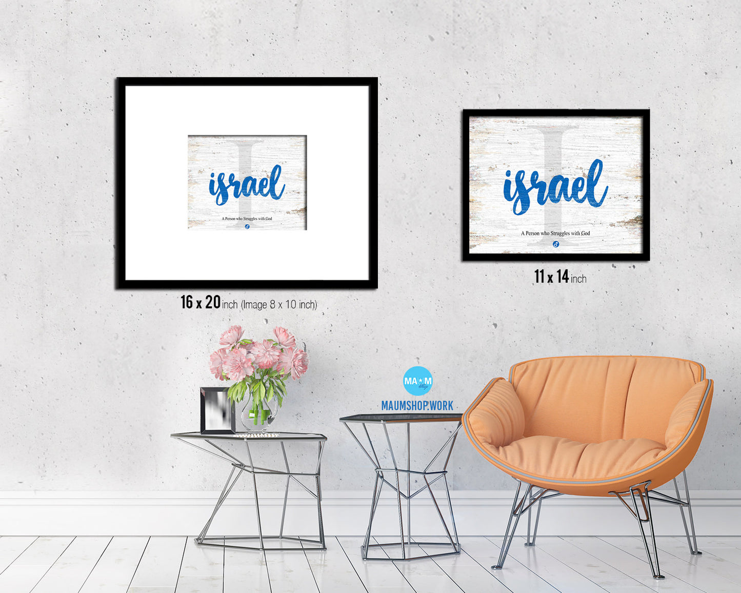 Israel Personalized Biblical Name Plate Art Framed Print Kids Baby Room Wall Decor Gifts