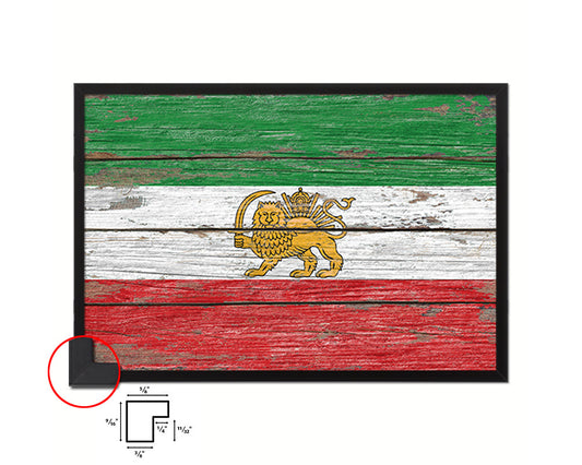 Iran Old Country Wood Rustic National Flag Wood Framed Print Wall Art Decor Gifts