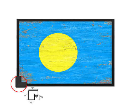 Palau Shabby Chic Country Flag Wood Framed Print Wall Art Decor Gifts