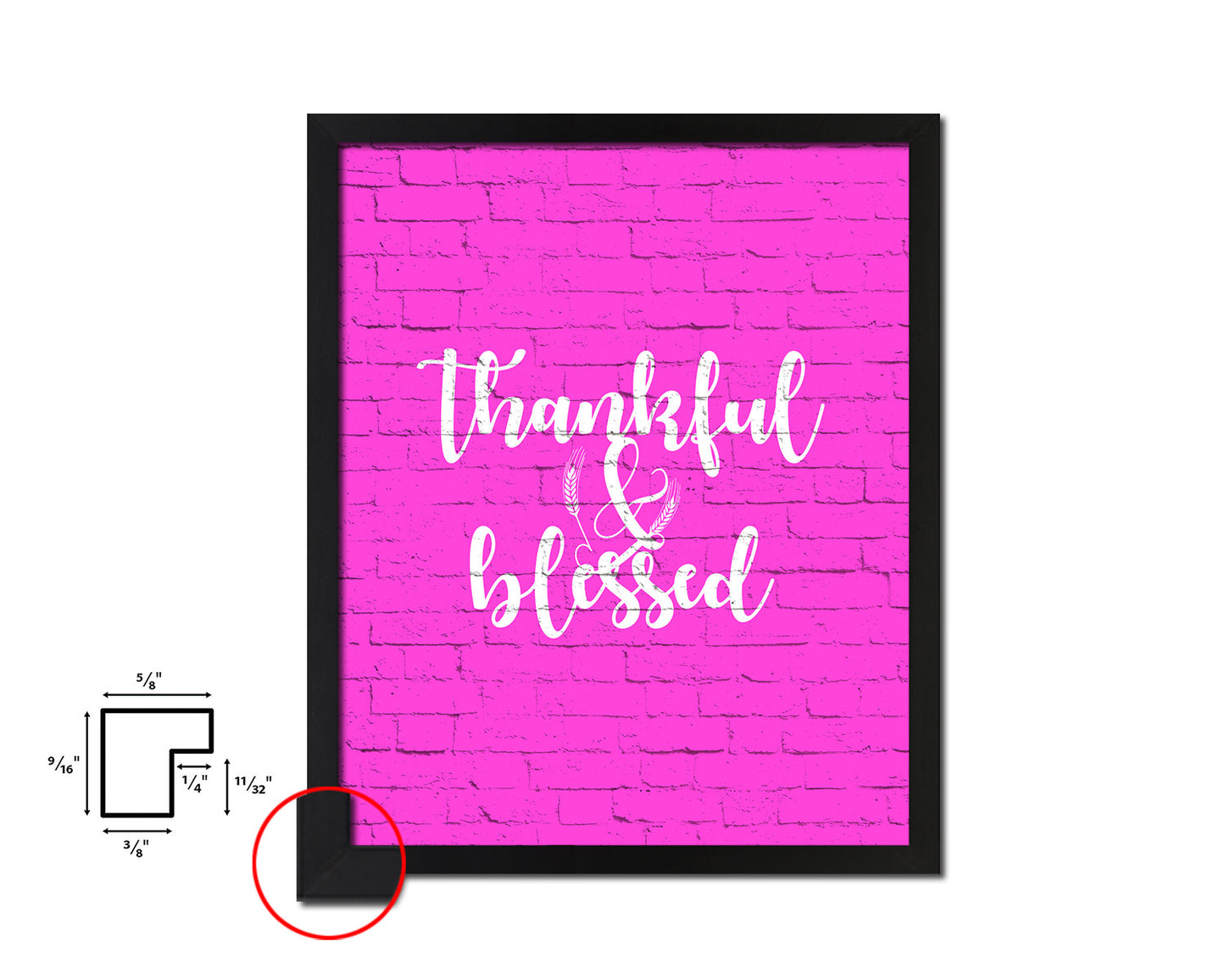 Thankful & Blessed Quote Framed Print Home Decor Wall Art Gifts