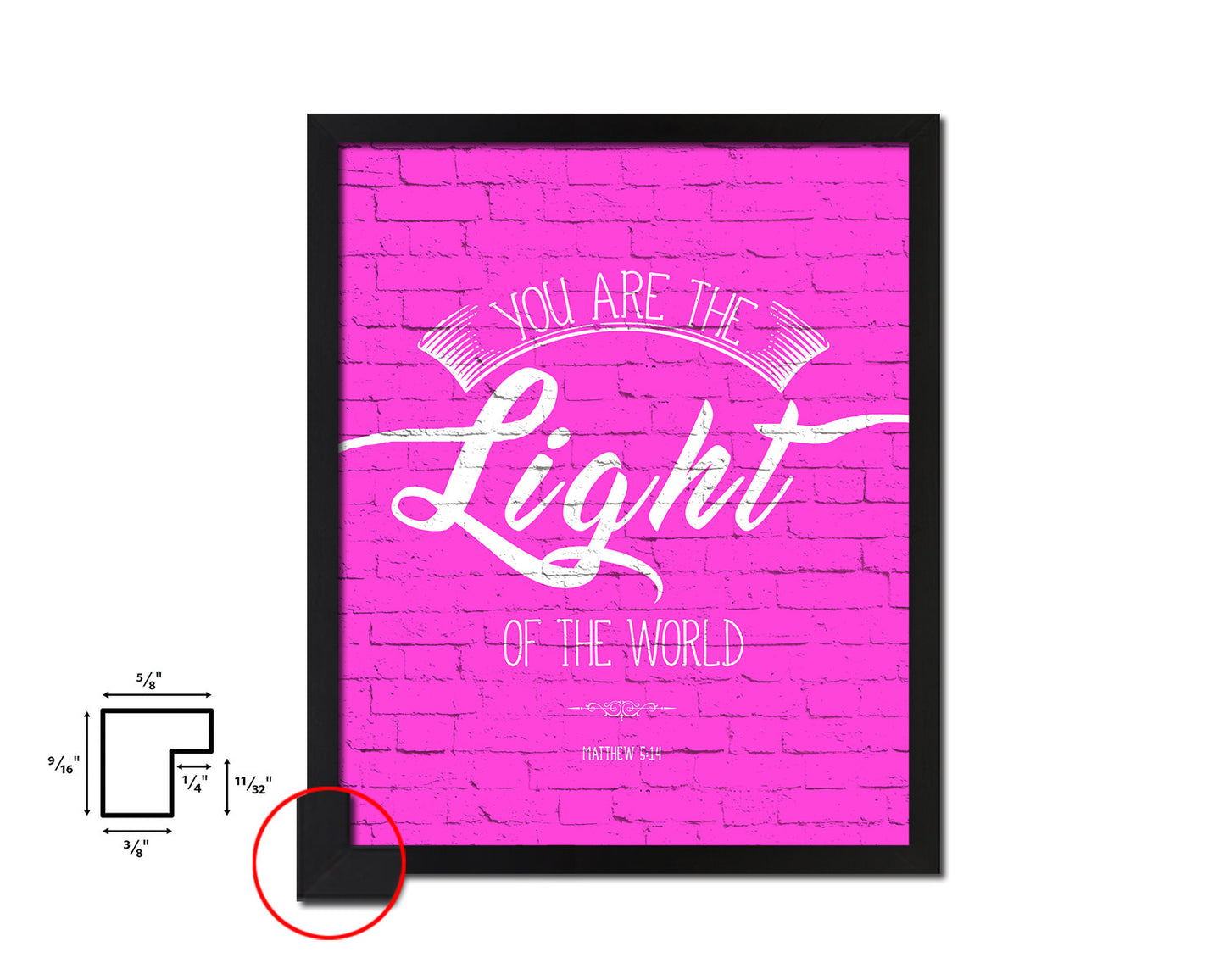 You are the Light of the world Matthew 5:14 Quote Framed Print Home Decor Wall Art Gifts