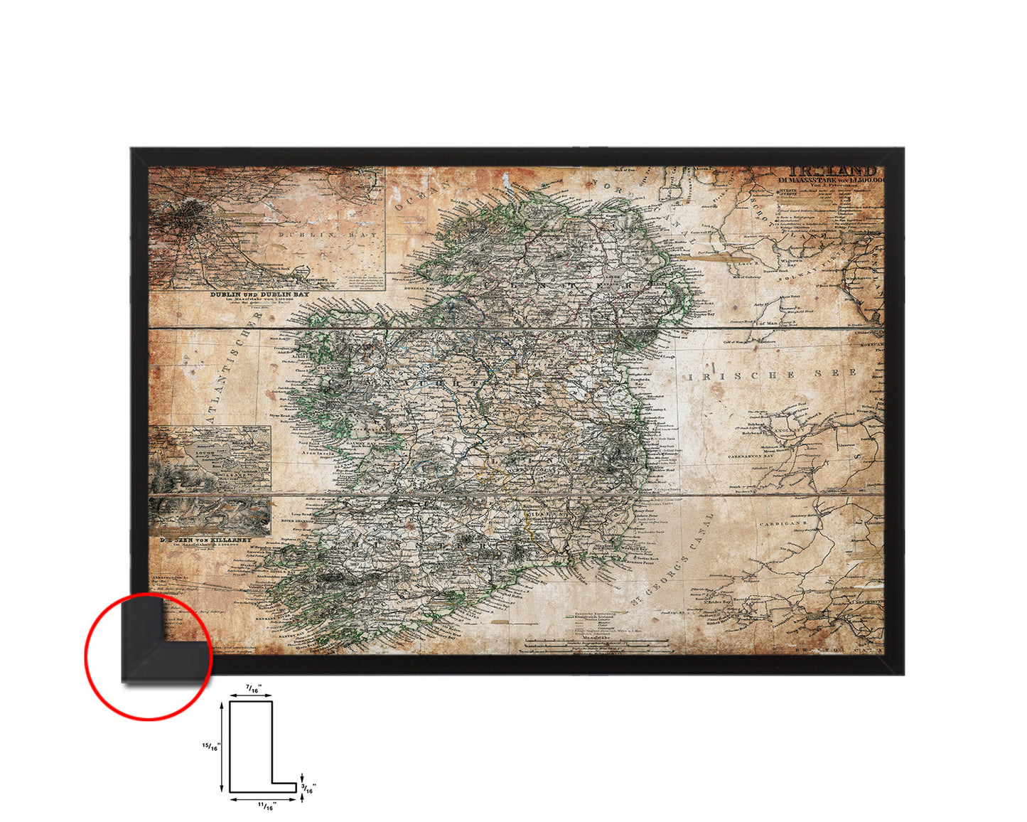 Ireland Antique Map Framed Print Art Wall Decor Gifts