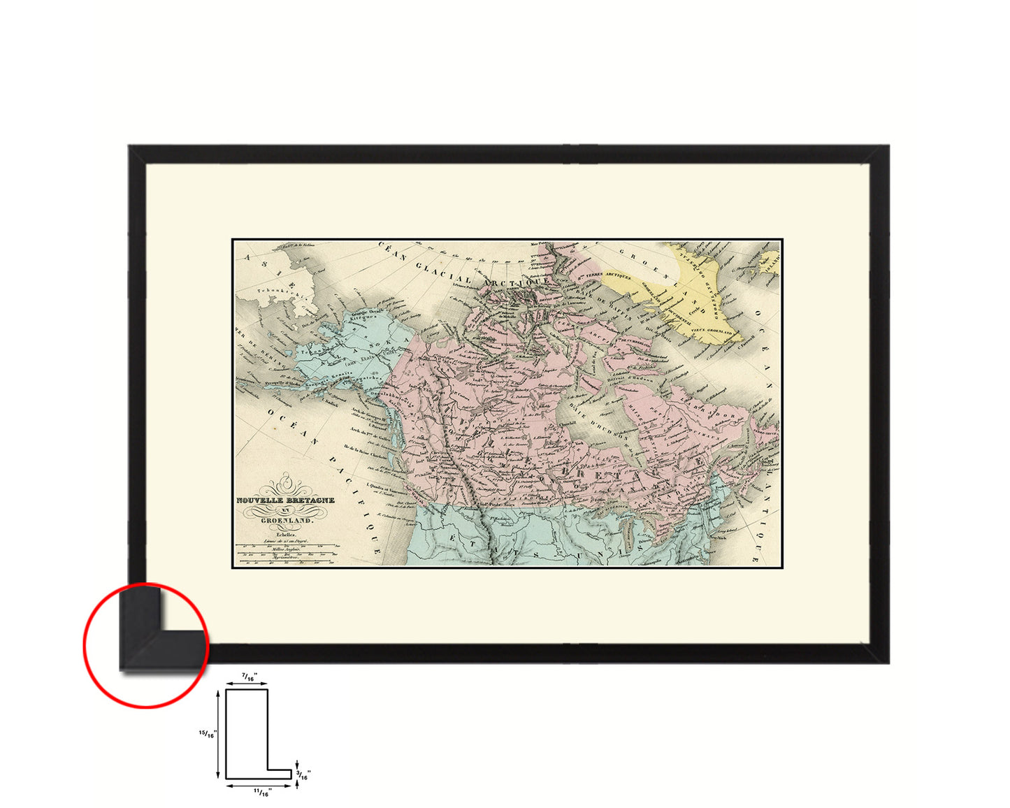 Canada and Alaska 1860 Old Map Framed Print Art Wall Decor Gifts