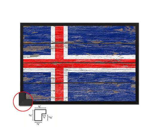 Iceland Country Wood Rustic National Flag Wood Framed Print Wall Art Decor Gifts