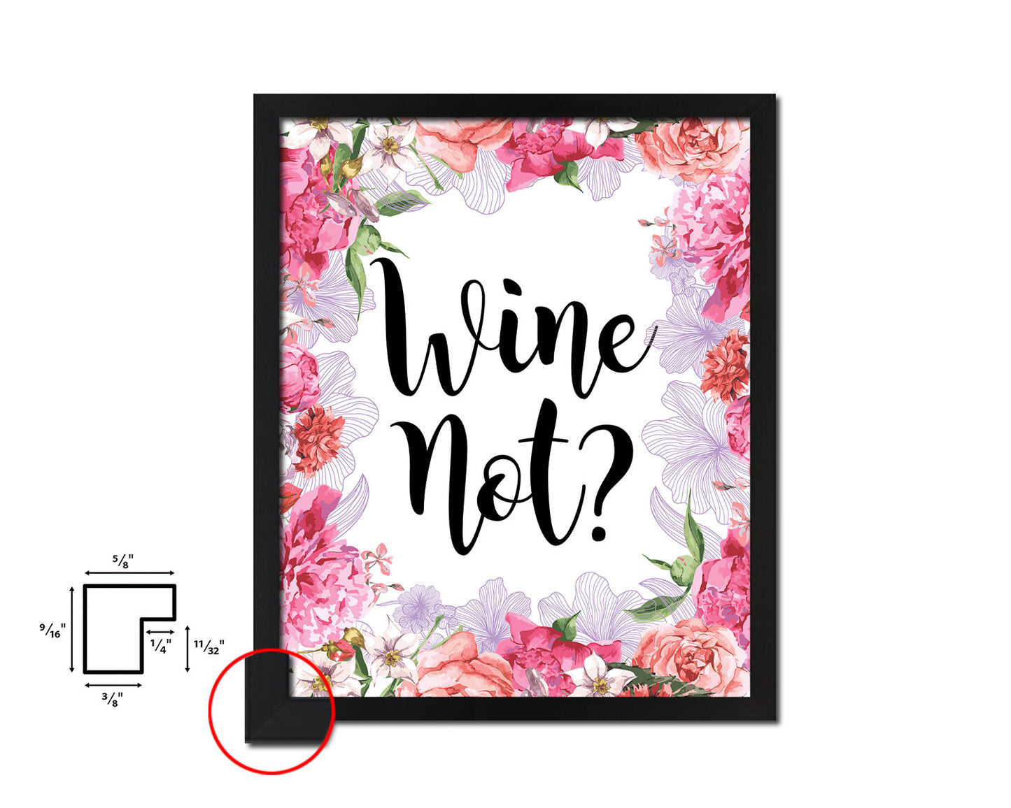 Wine Not? Words Wood Framed Print Wall Decor Art Gifts