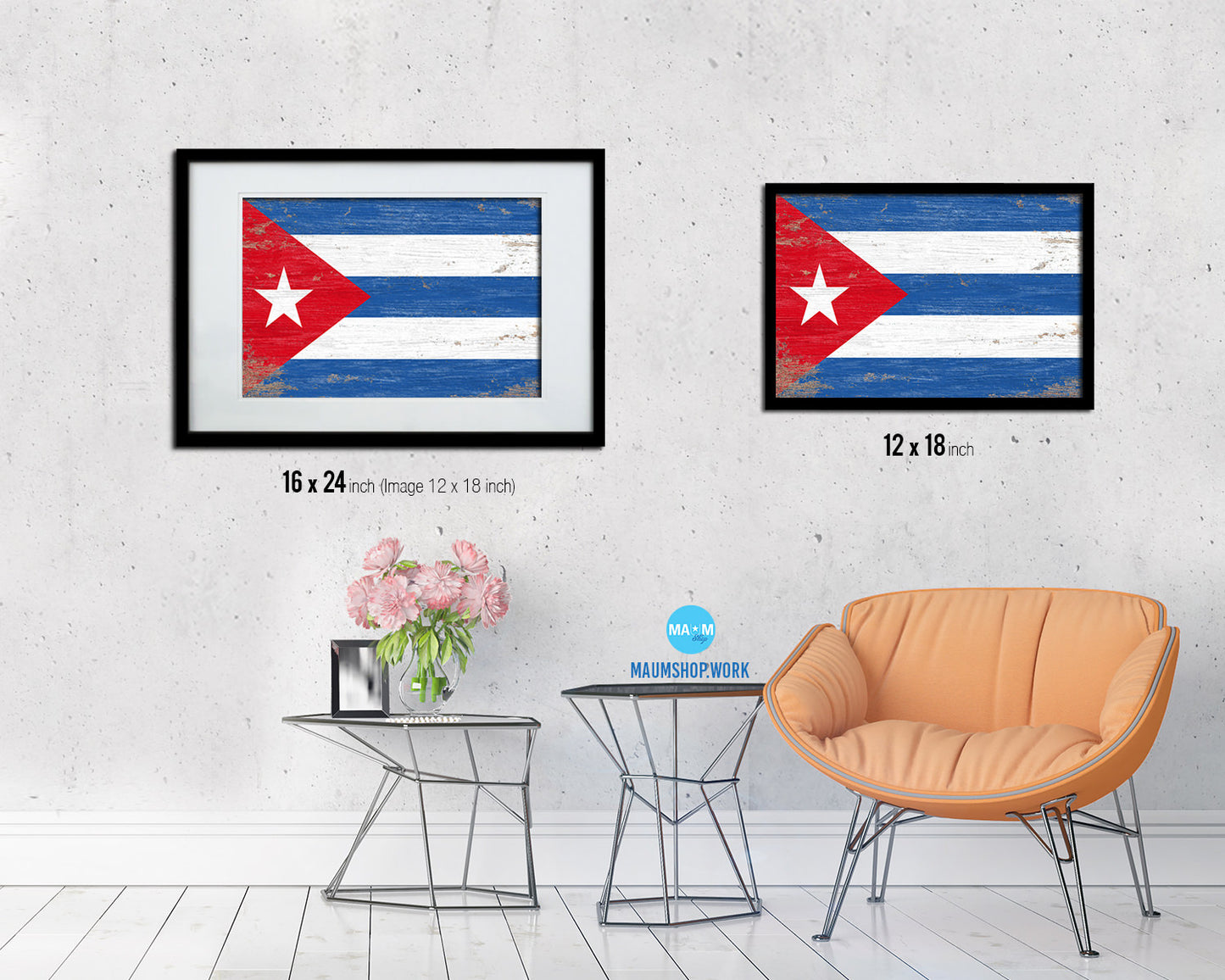 Cuba Shabby Chic Country Flag Wood Framed Print Wall Art Decor Gifts