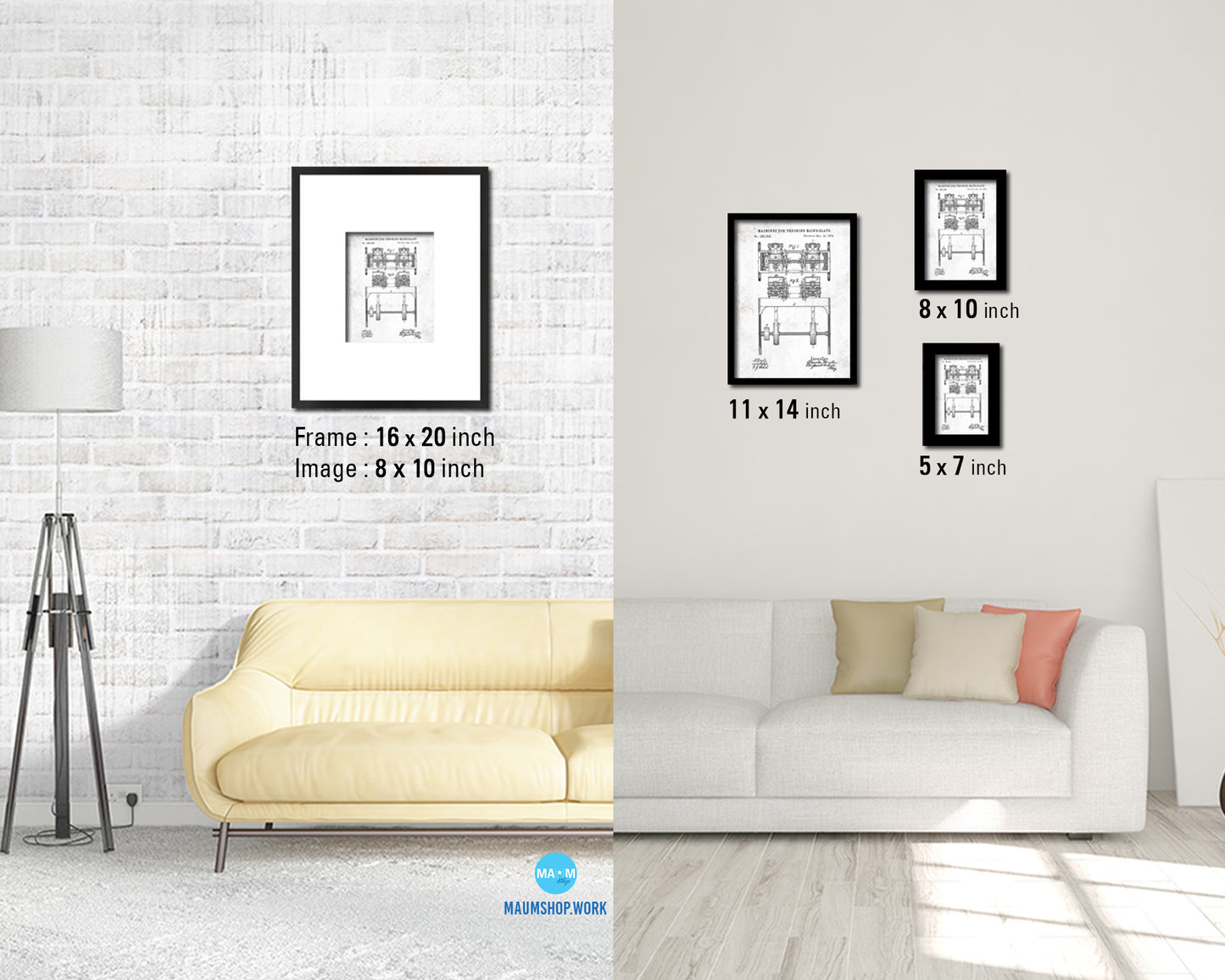 Tenoning Blind-Slats Machine Vintage Patent Artwork Black Frame Print Gifts