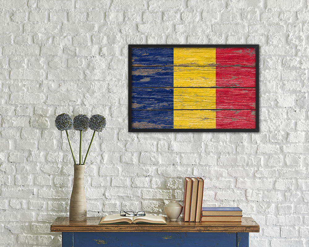 Chad Country Wood Rustic National Flag Wood Framed Print Wall Art Decor Gifts