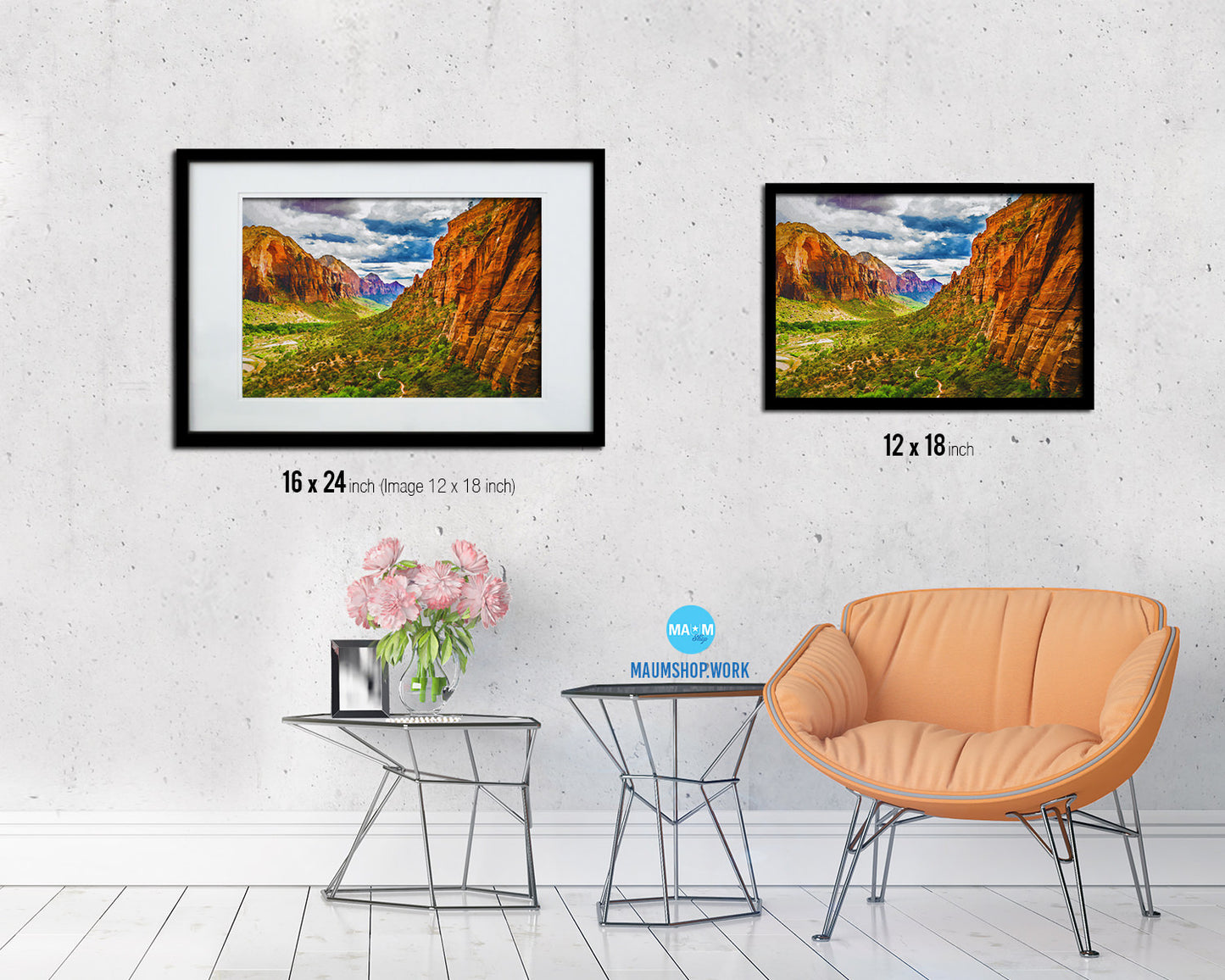 Zion National Park Utah Landscape Painting Print Art Frame Home Wall Decor Gifts