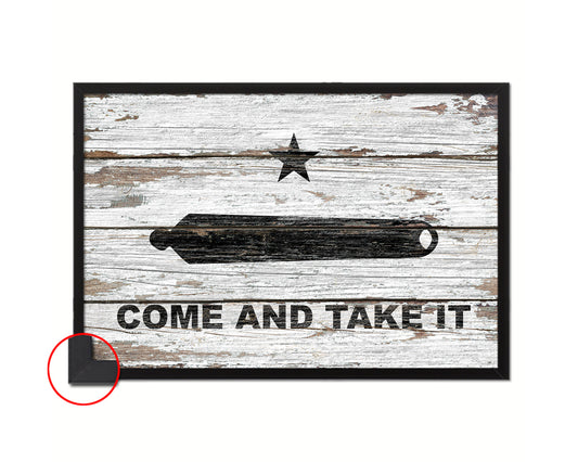 Come and take it Wood Rustic Flag Wood Framed Print Wall Art Decor Gifts