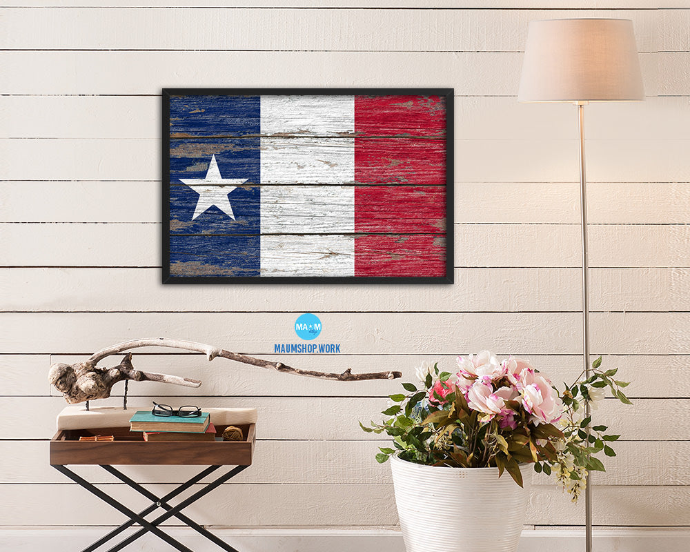 Texas Dodsons Historical Wood Rustic Flag Wood Framed Print Wall Art Decor Gifts