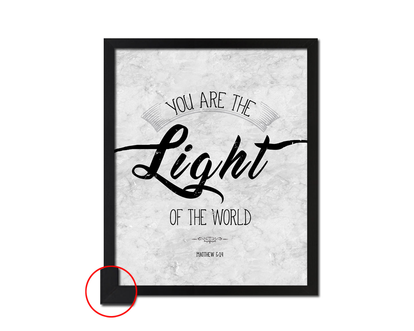 You are the Light of the world, Matthew 5:14 Bible Scripture Verse Framed Print Wall Art Decor Gifts