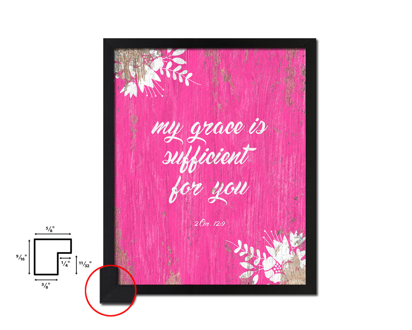 My grace is sufficient for you, 2 Corinthians 12:9 Quote Framed Print Home Decor Wall Art Gifts