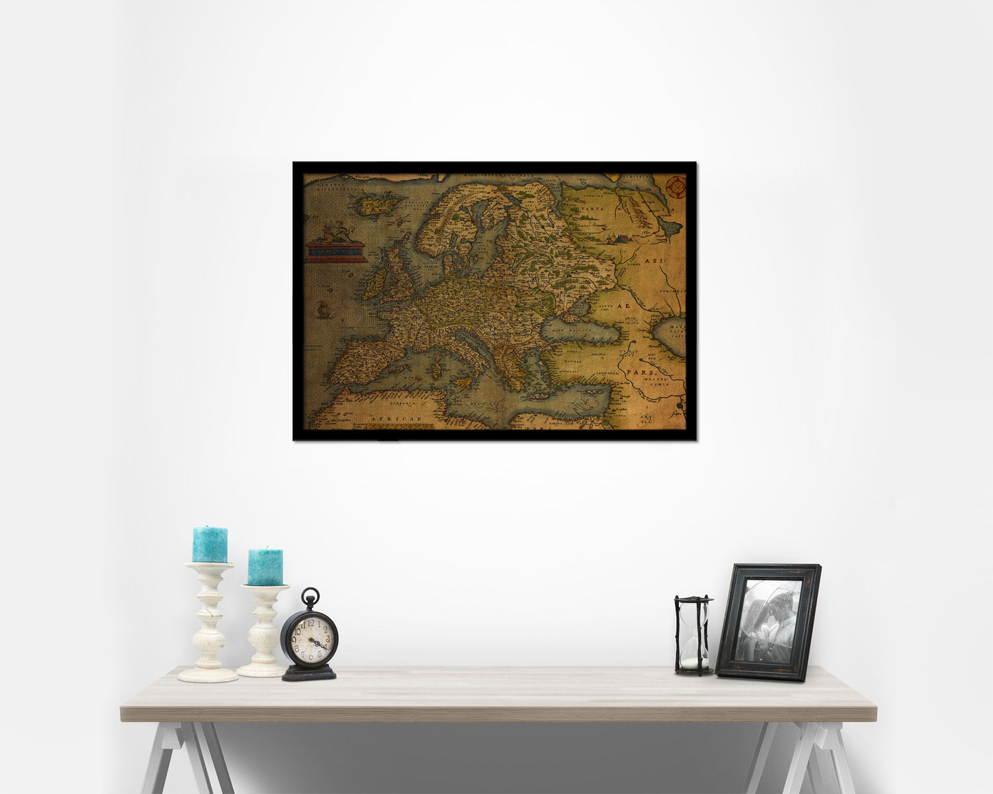 Europe Abraham Ortelius Circa 1570 Vintage Map Framed Print Art Wall Decor Gifts