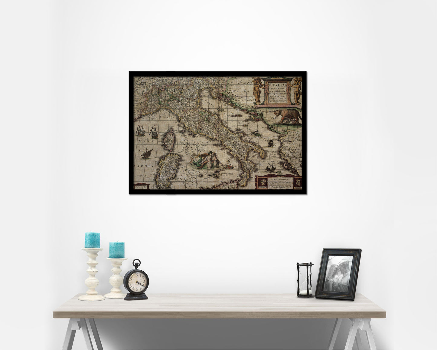 Italy Henricus Hondius Historical Map Framed Print Art Wall Decor Gifts