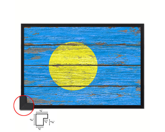 Palau Country Wood Rustic National Flag Wood Framed Print Wall Art Decor Gifts