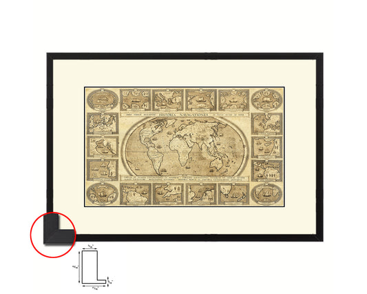 World Old Map Framed Print Art Wall Decor Gifts