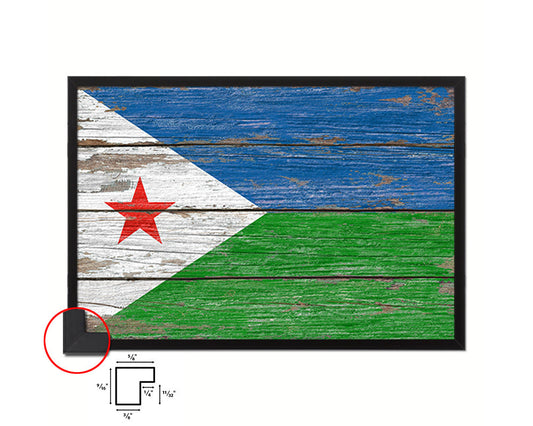 Djibouti Country Wood Rustic National Flag Wood Framed Print Wall Art Decor Gifts