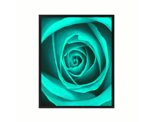 Rose Aqua Flower Wood Framed Paper Print Wall Decor Art Gifts