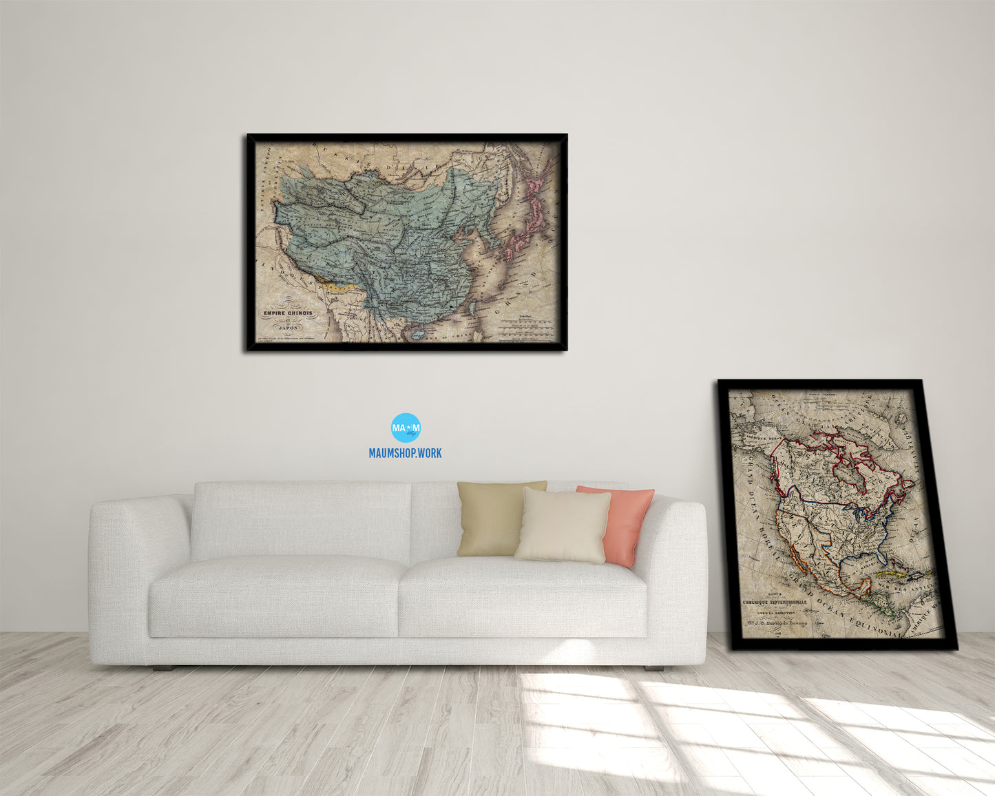 China Japan Korea Historical Map Framed Print Art Wall Decor Gifts