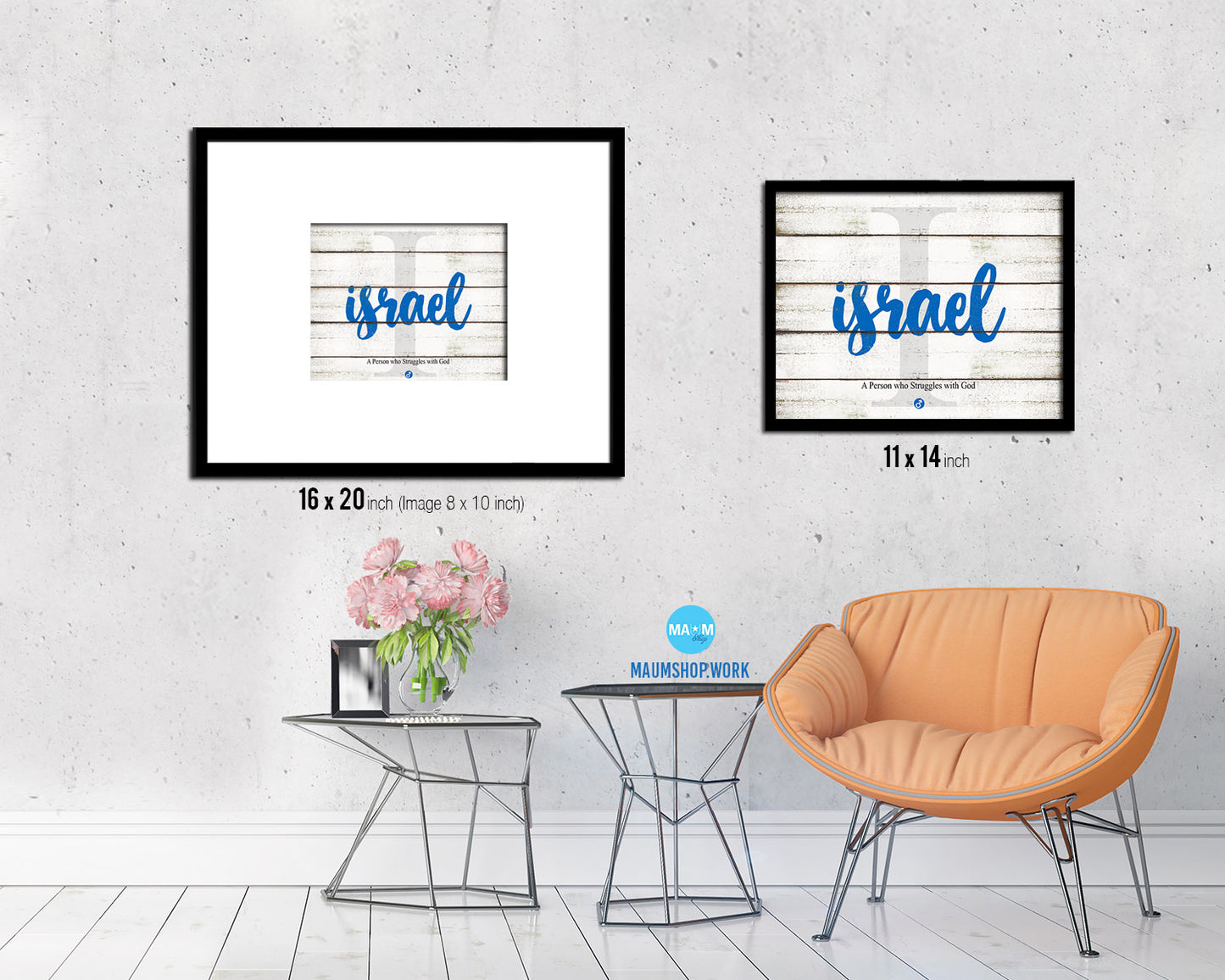 Israel Personalized Biblical Name Plate Art Framed Print Kids Baby Room Wall Decor Gifts