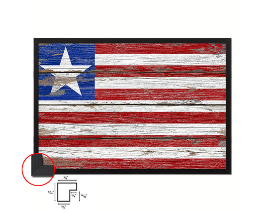 Liberia Country Wood Rustic National Flag Wood Framed Print Wall Art Decor Gifts