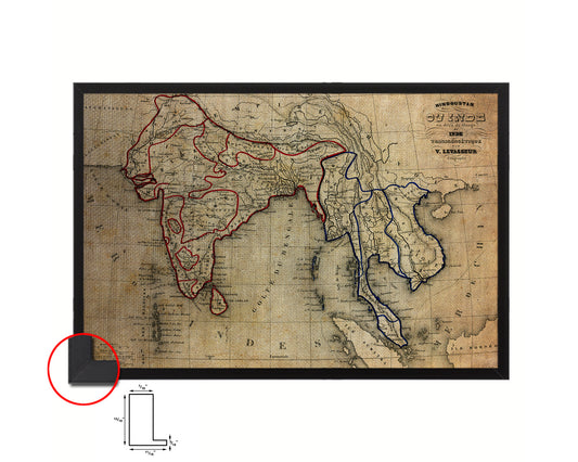 India and Southeast Asia Vietnam Vintage Map Framed Print Art Wall Decor Gifts