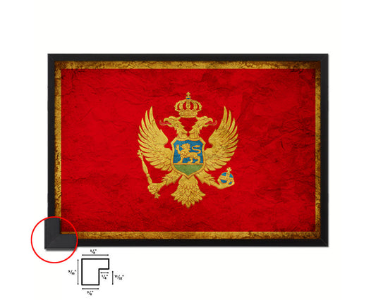 Montenegro Country Vintage Flag Wood Framed Print Wall Art Decor Gifts