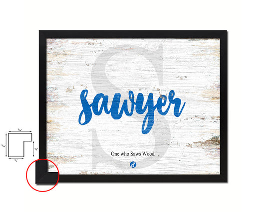 Sawyer Personalized Biblical Name Plate Art Framed Print Kids Baby Room Wall Decor Gifts