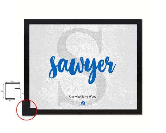 Sawyer Personalized Biblical Name Plate Art Framed Print Kids Baby Room Wall Decor Gifts