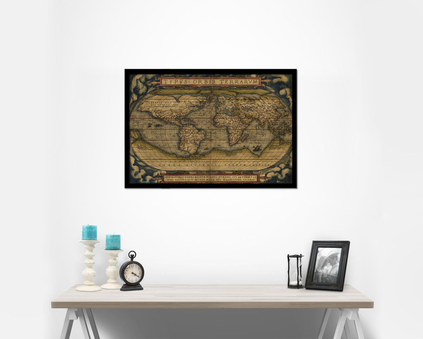 World Ortelius Circa Historical Map Framed Print Art Wall Decor Gifts