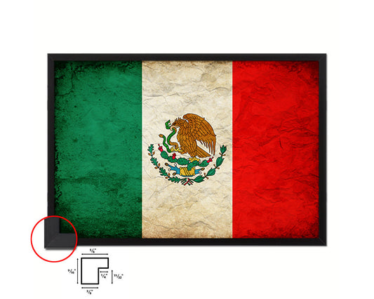 Mexico Country Vintage Flag Wood Framed Print Wall Art Decor Gifts