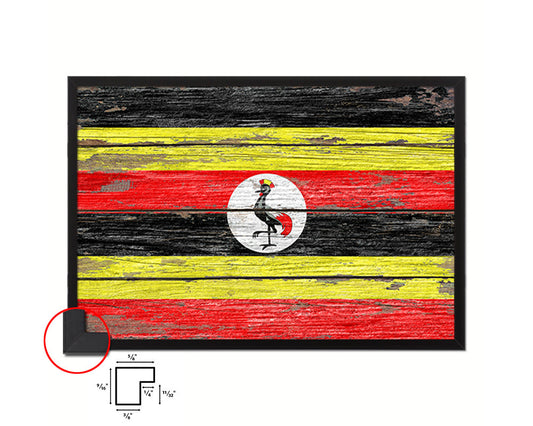 Uganda Country Wood Rustic National Flag Wood Framed Print Wall Art Decor Gifts