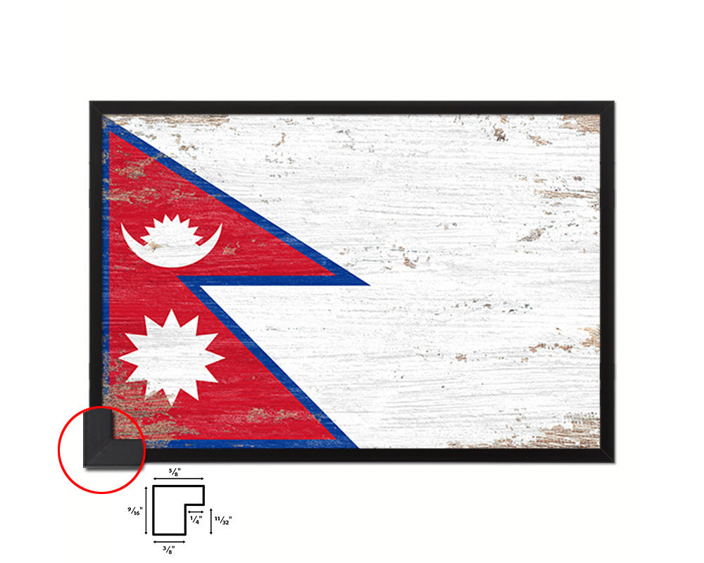 Nepal Shabby Chic Country Flag Wood Framed Print Wall Art Decor Gifts