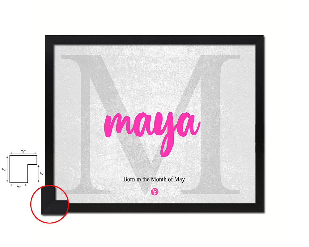 Maya Personalized Biblical Name Plate Art Framed Print Kids Baby Room Wall Decor Gifts