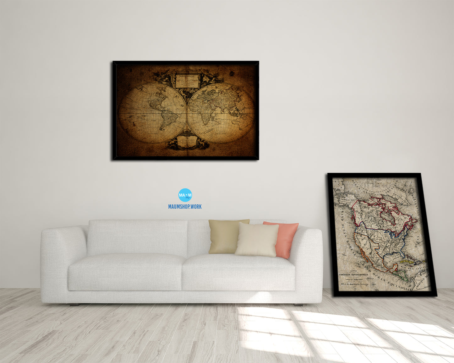 World 1752 Vintage Map Framed Print Art Wall Decor Gifts