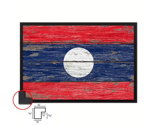 Laos Country Wood Rustic National Flag Wood Framed Print Wall Art Decor Gifts