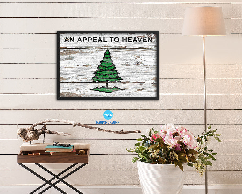 Christian Liberty Tree An Appeal To Heaven Wood Rustic Flag Framed Print Art