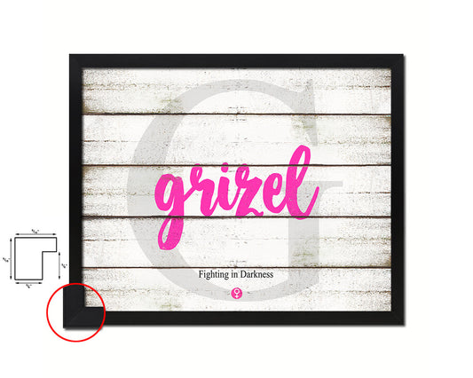 Grizel Personalized Biblical Name Plate Art Framed Print Kids Baby Room Wall Decor Gifts