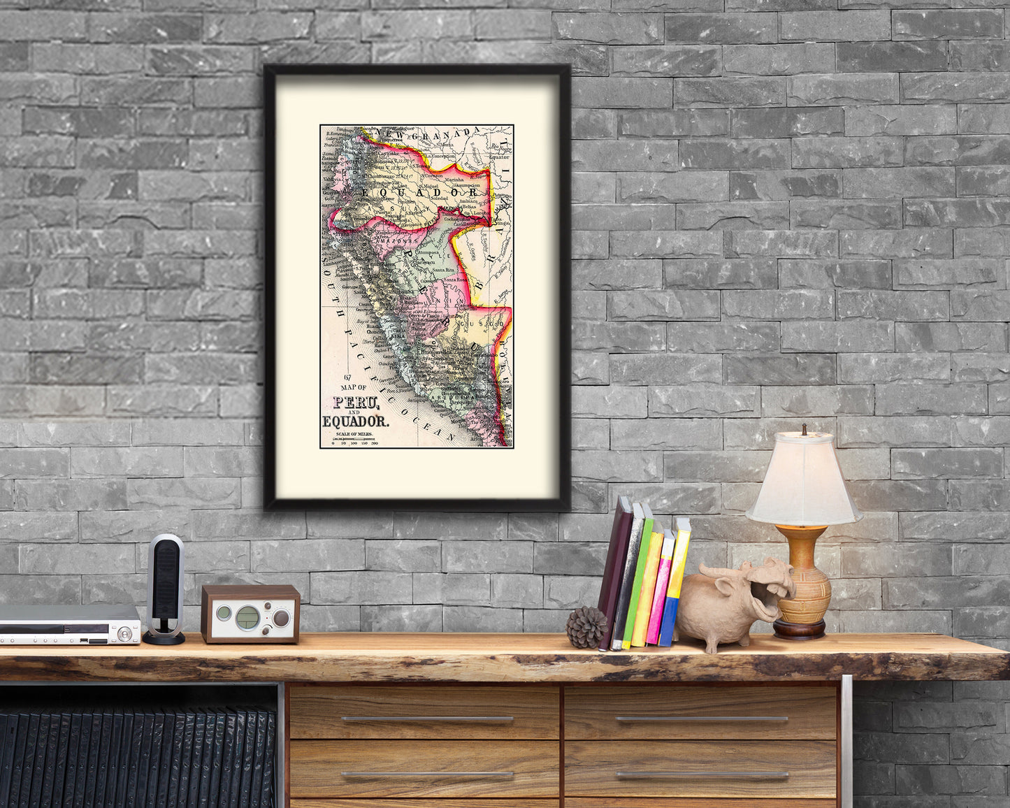 Peru Old Map Wood Framed Print Art Wall Decor Gifts