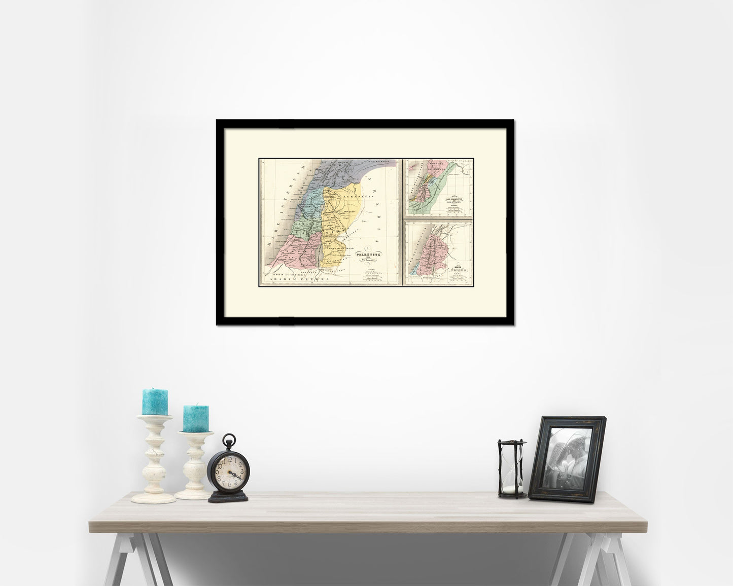 Holy Land Romans David Solomon Israel Palestine Old Map Framed Print Art Wall Decor Gifts