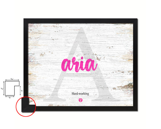 Aria Personalized Biblical Name Plate Art Framed Print Kids Baby Room Wall Decor Gifts