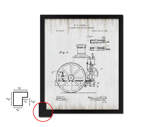 Speaking Tube Engines Firefighter Vintage Patent Artwork Black Frame Print Gifts